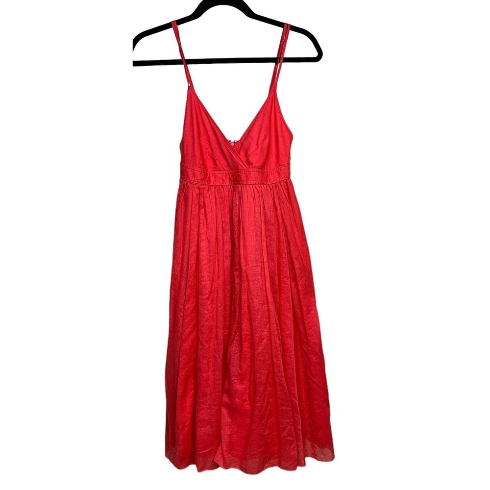 J. Crew Pink Cotton Spaghetti Strap Layered Full Skirt A line Dress Size 0
